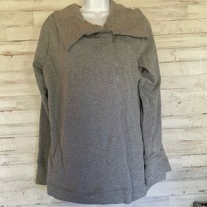 Torrid Grey Vented Back Full Zip Collared Funnel Neck Sweatshirt Size 1